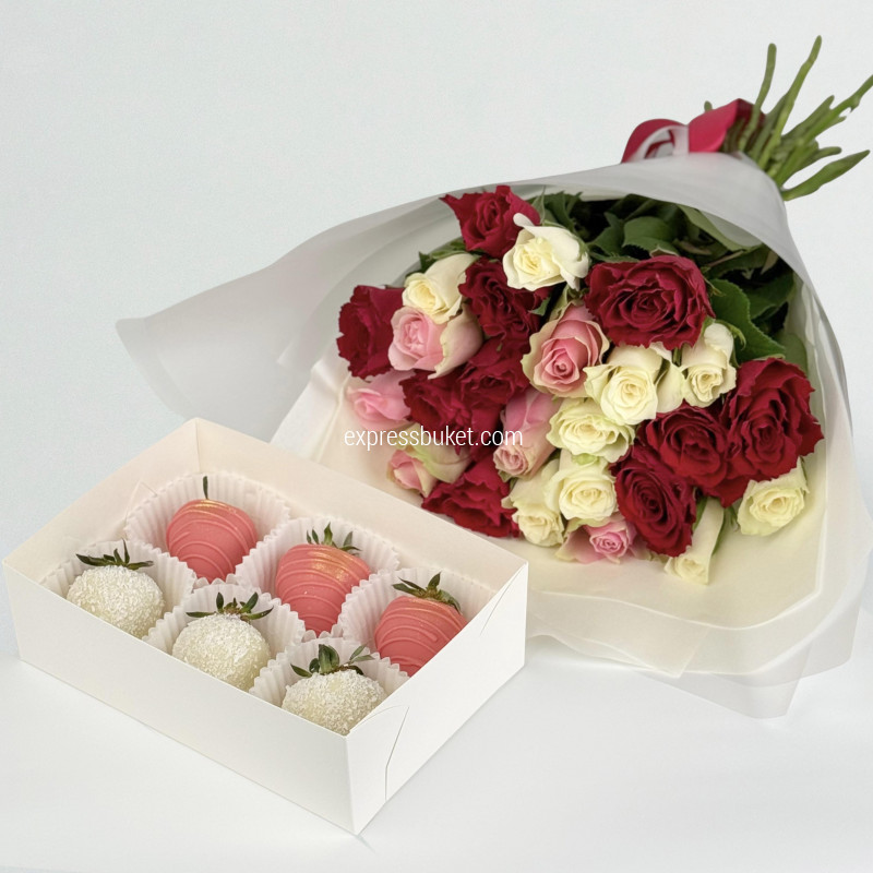 Набор «Букет + клубника»