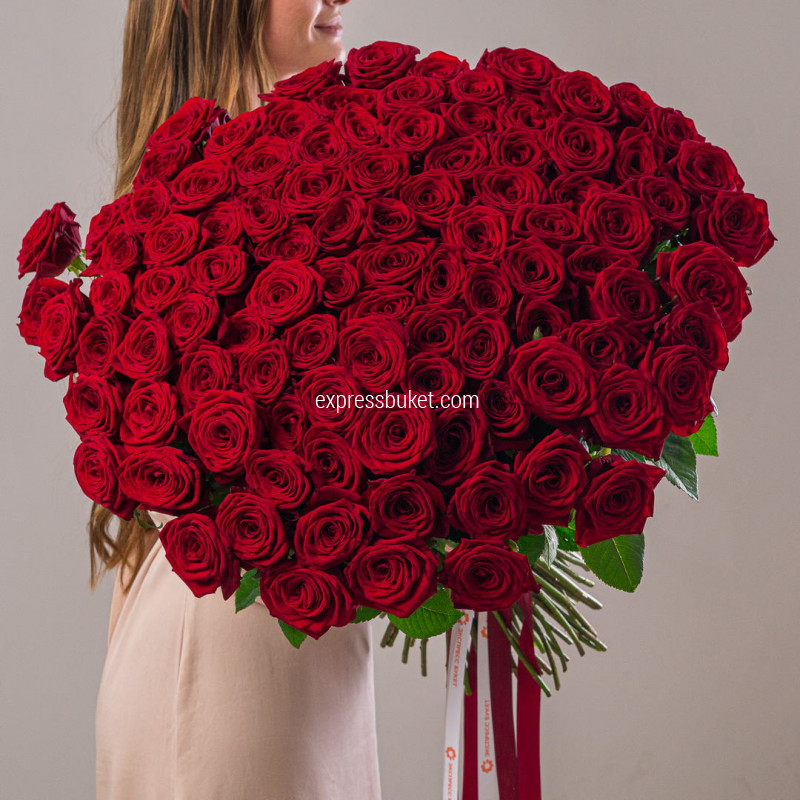 101 красная роза 70см